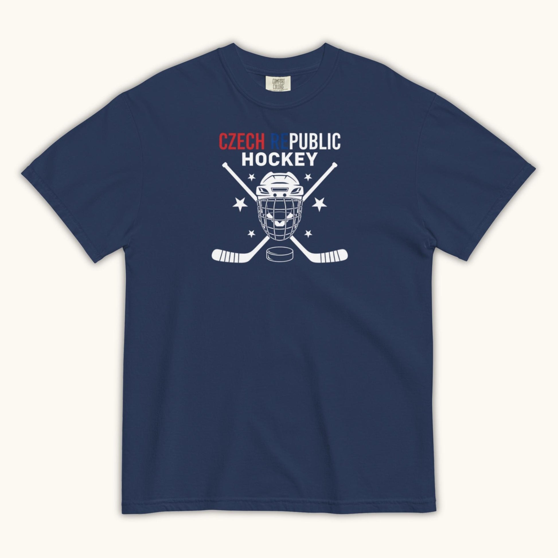 Czech Republic Hockey unisex t-shirt with goalie mask and crossed sticks design
