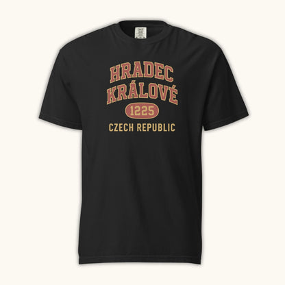 Hradec Králové 1225 unisex t-shirt with vintage collegiate design celebrating Czech heritage
