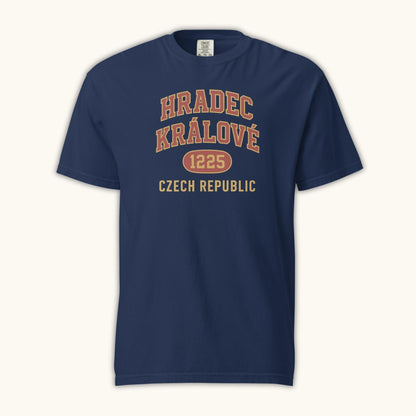 Hradec Králové 1225 unisex t-shirt with vintage collegiate design celebrating Czech heritage
