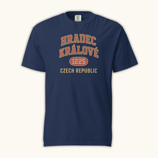Hradec Králové 1225 unisex t-shirt with vintage collegiate design celebrating Czech heritage
