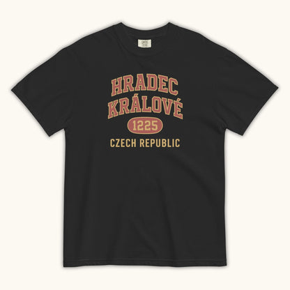 Hradec Králové 1225 unisex t-shirt with vintage collegiate design celebrating Czech heritage
