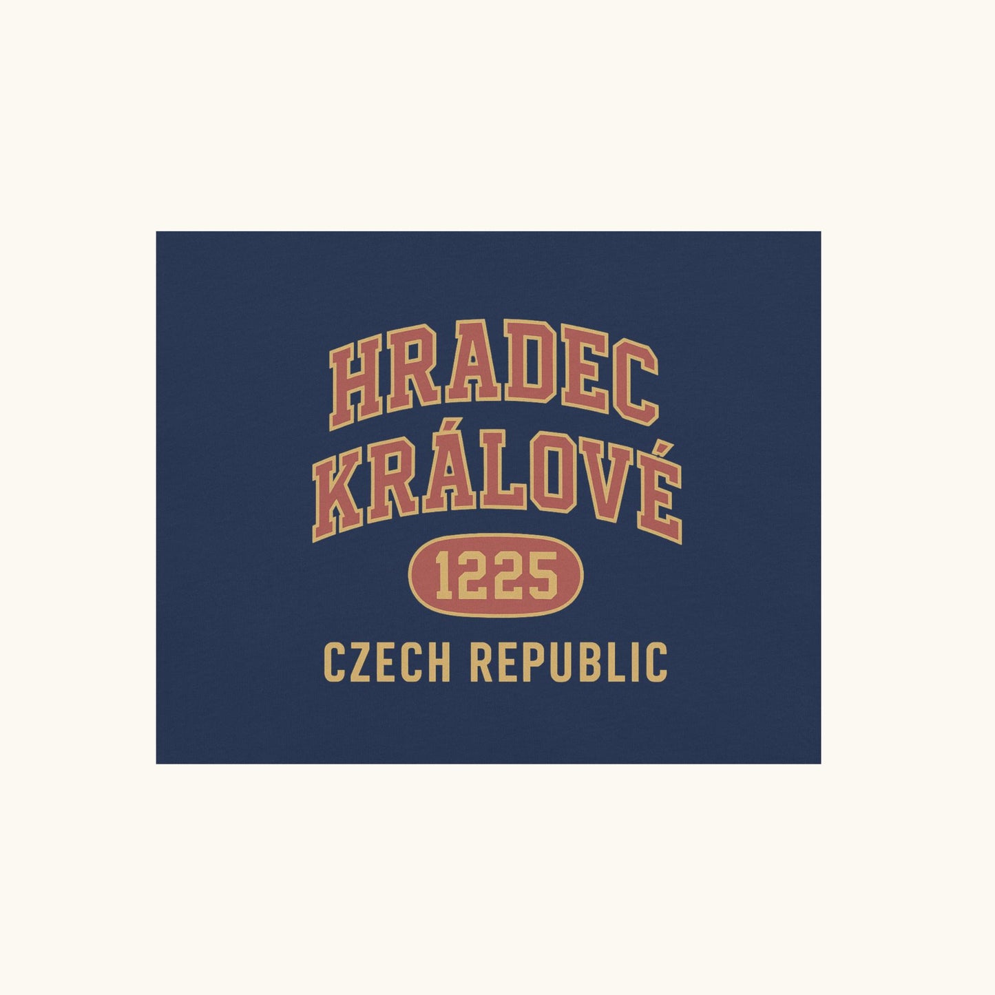 Hradec Králové 1225 unisex t-shirt with vintage collegiate design celebrating Czech heritage
