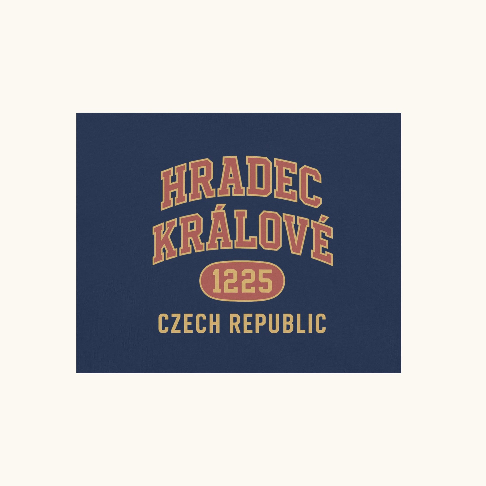 Hradec Králové 1225 unisex t-shirt with vintage collegiate design celebrating Czech heritage

