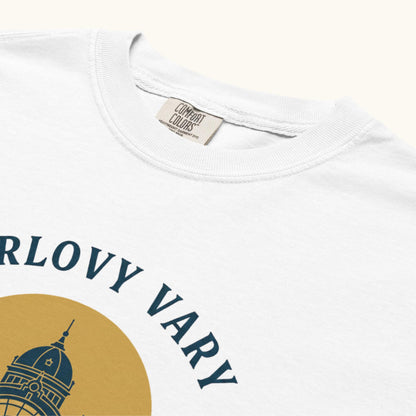 Unisex Czech travel t-shirt with Karlovy Vary landmark graphic