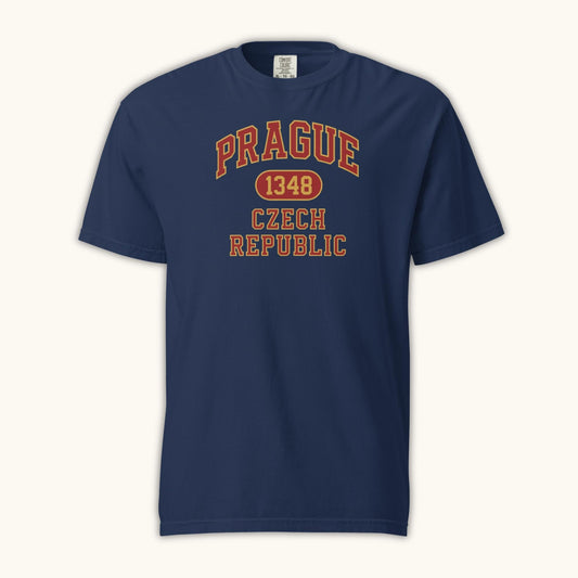 unisex t-shirt Prague 1348 collegiate design black shirt Czech Republic apparel
