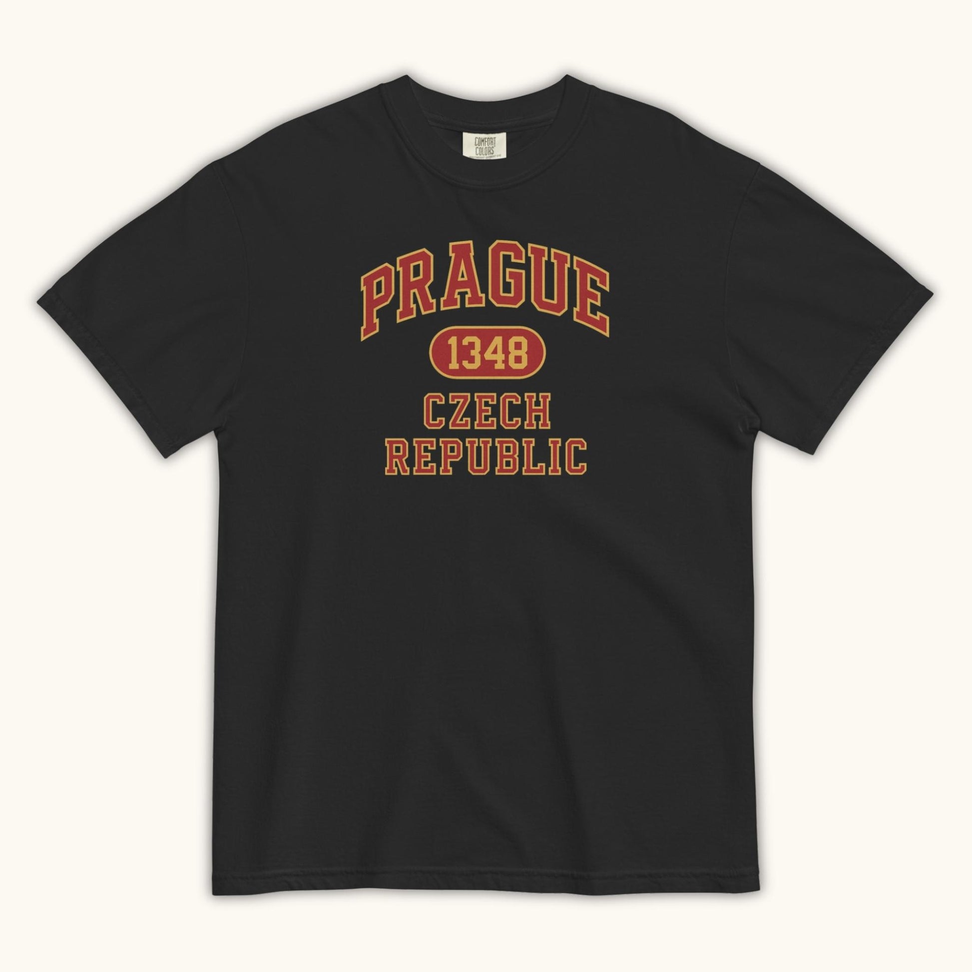 unisex t-shirt Prague 1348 collegiate design black shirt Czech Republic apparel
