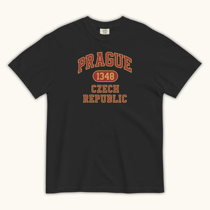 unisex t-shirt Prague 1348 collegiate design black shirt Czech Republic apparel
