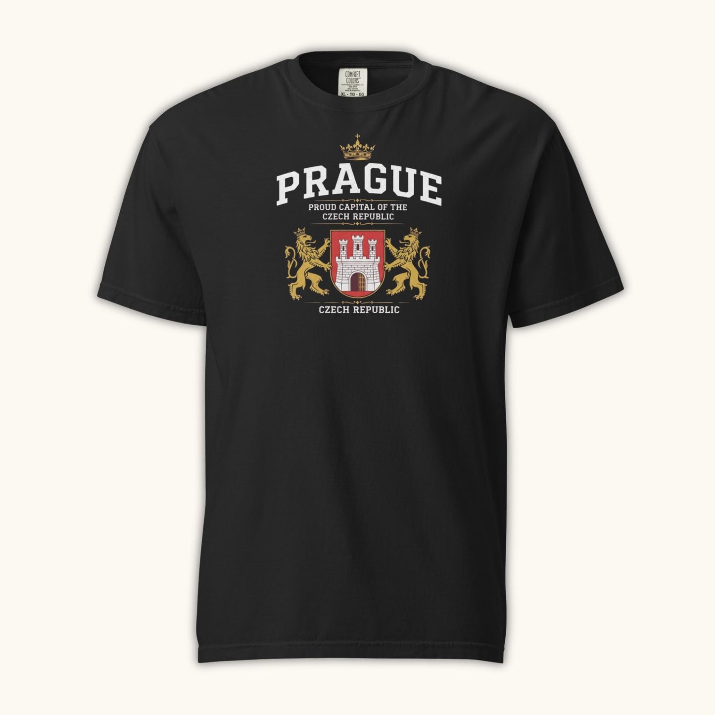 Unisex Prague coat of arms t-shirt with Czech emblem design
