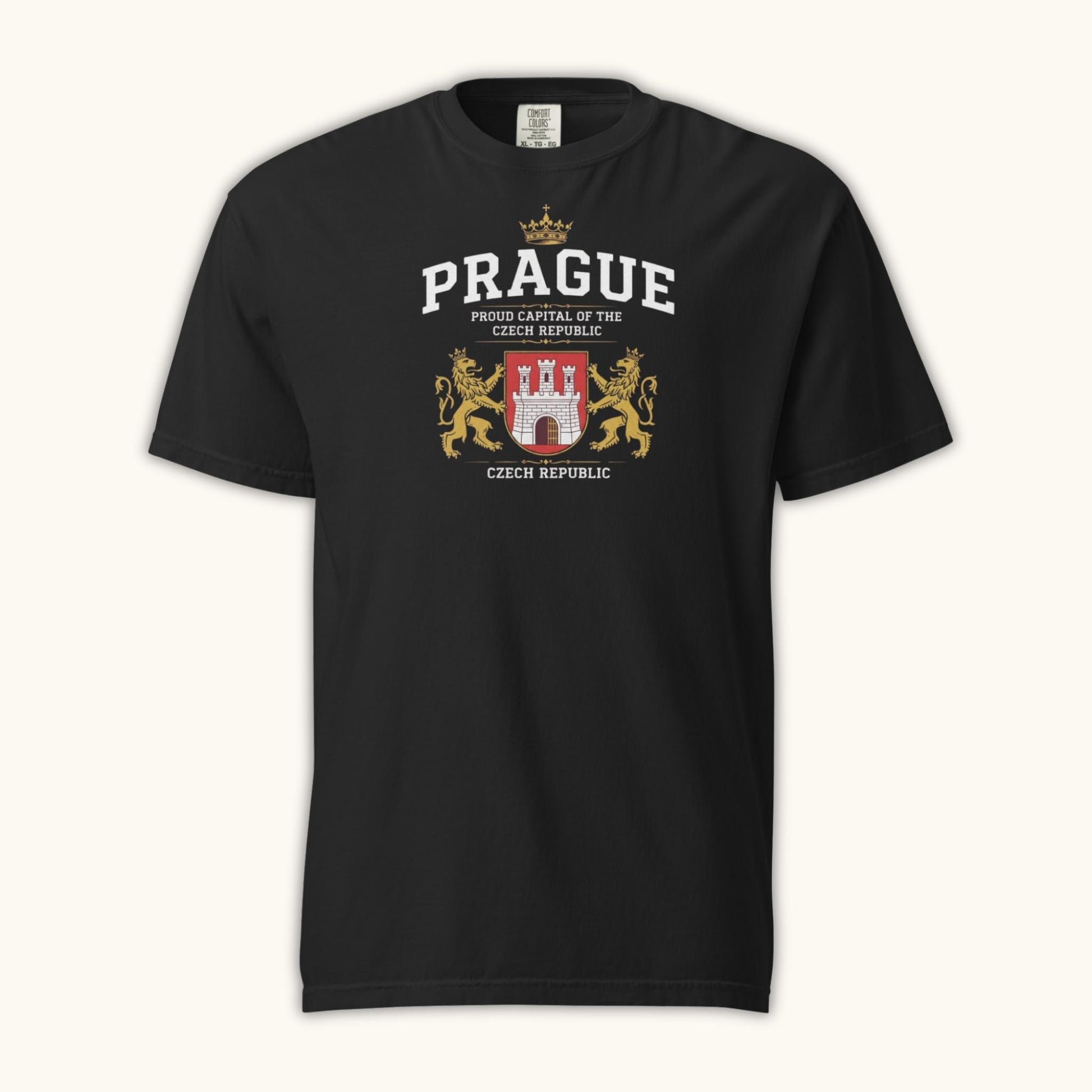 Unisex Prague coat of arms t-shirt with Czech emblem design
