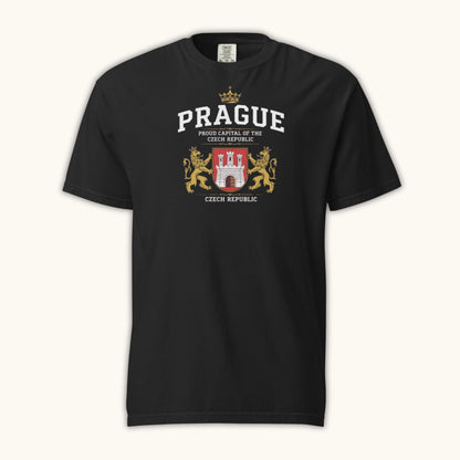 Unisex Prague coat of arms t-shirt with Czech emblem design
