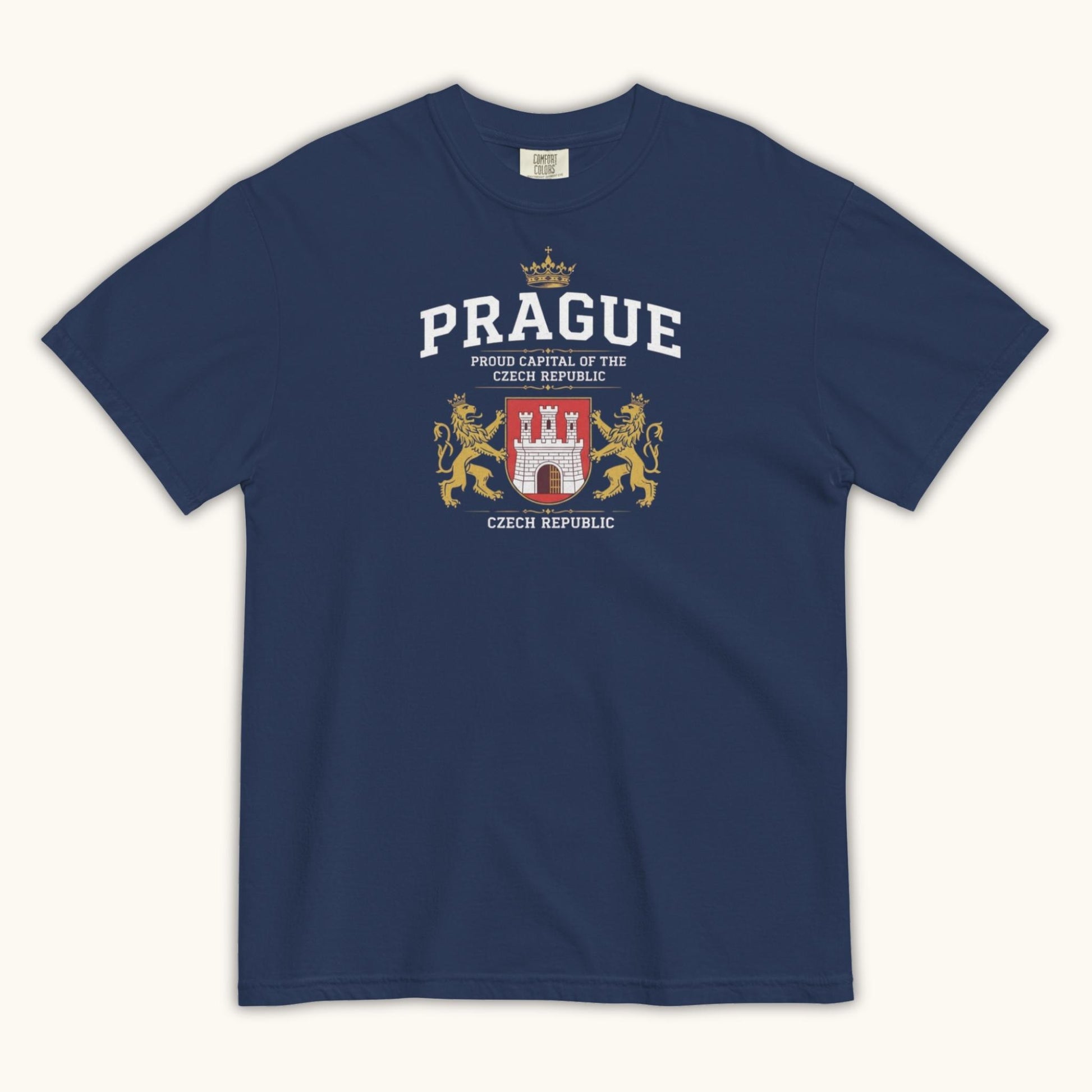 Unisex Prague coat of arms t-shirt with Czech emblem design
