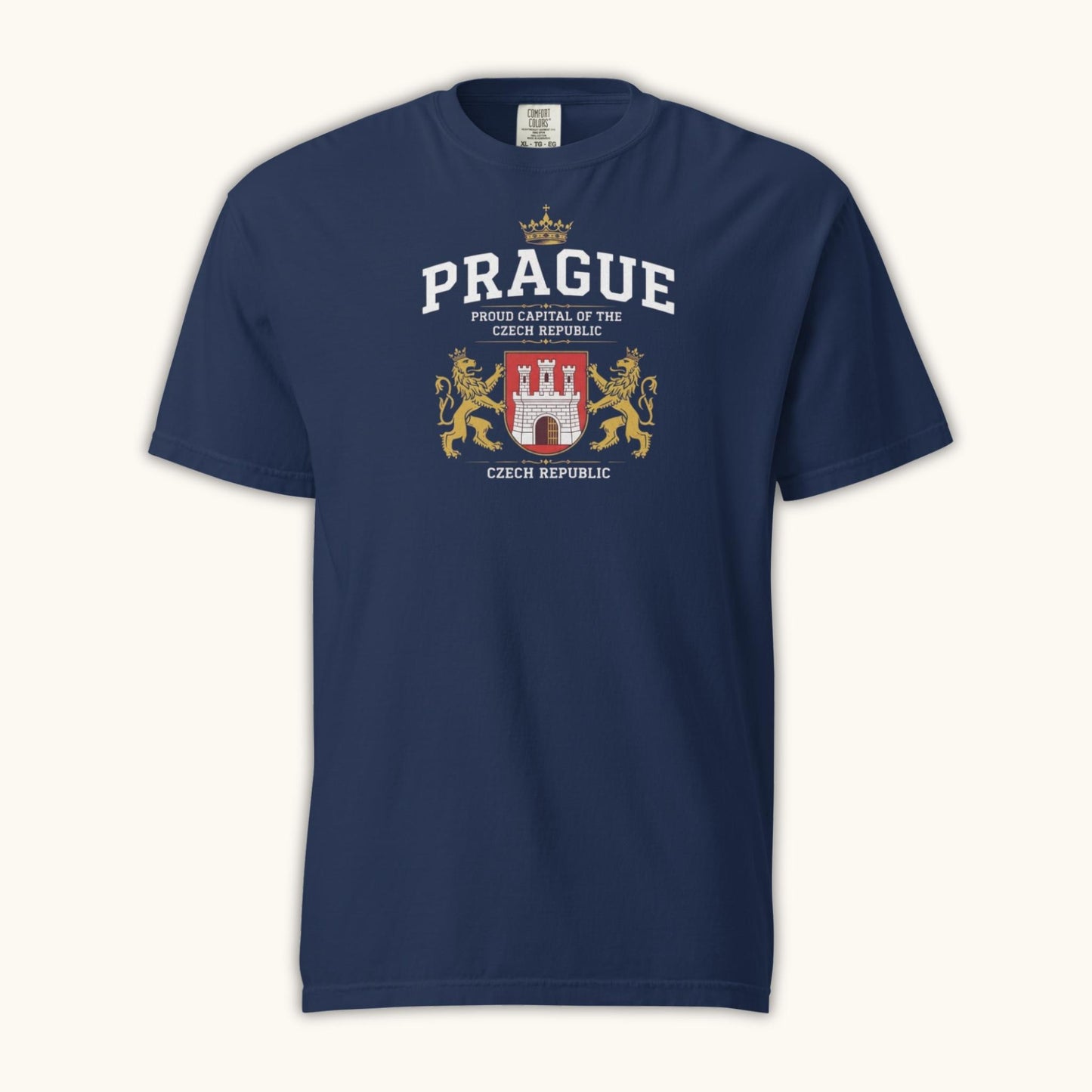 Unisex Prague coat of arms t-shirt with Czech emblem design
