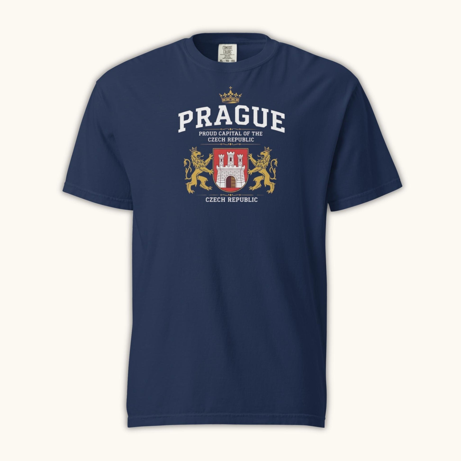 Unisex Prague coat of arms t-shirt with Czech emblem design
