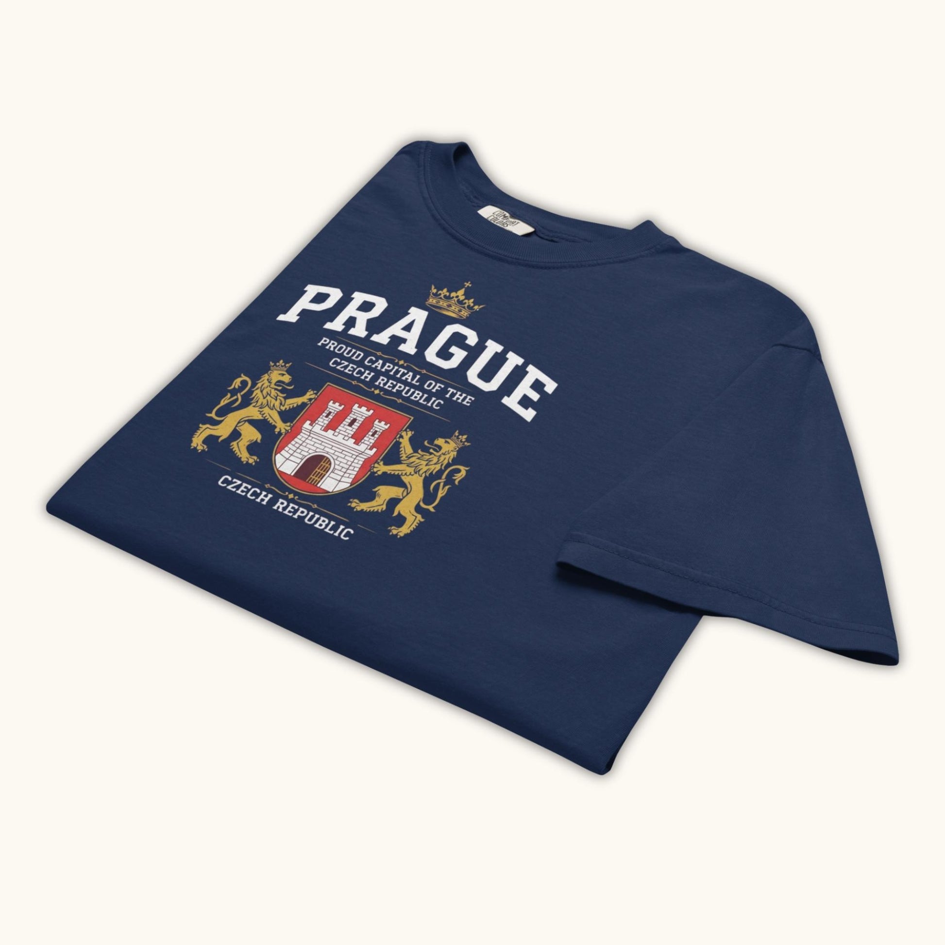 Unisex Prague coat of arms t-shirt with Czech emblem design

