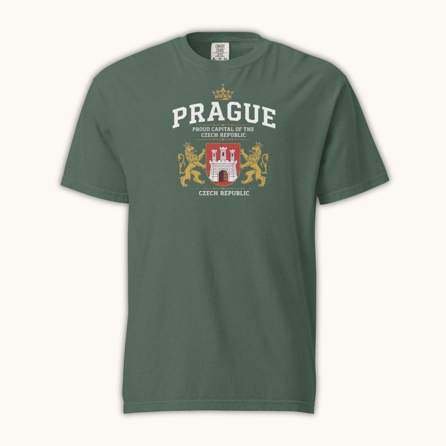 Unisex Prague coat of arms t-shirt with Czech emblem design
