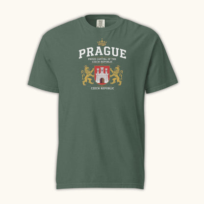 Unisex Prague coat of arms t-shirt with Czech emblem design
