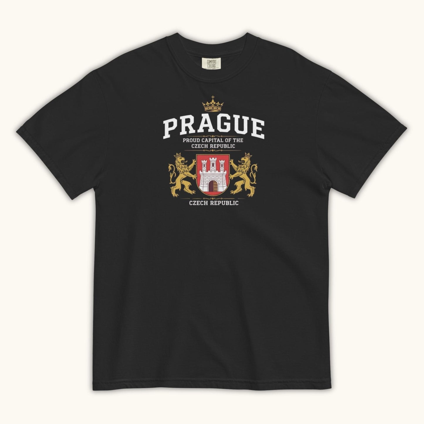 Unisex Prague coat of arms t-shirt with Czech emblem design
