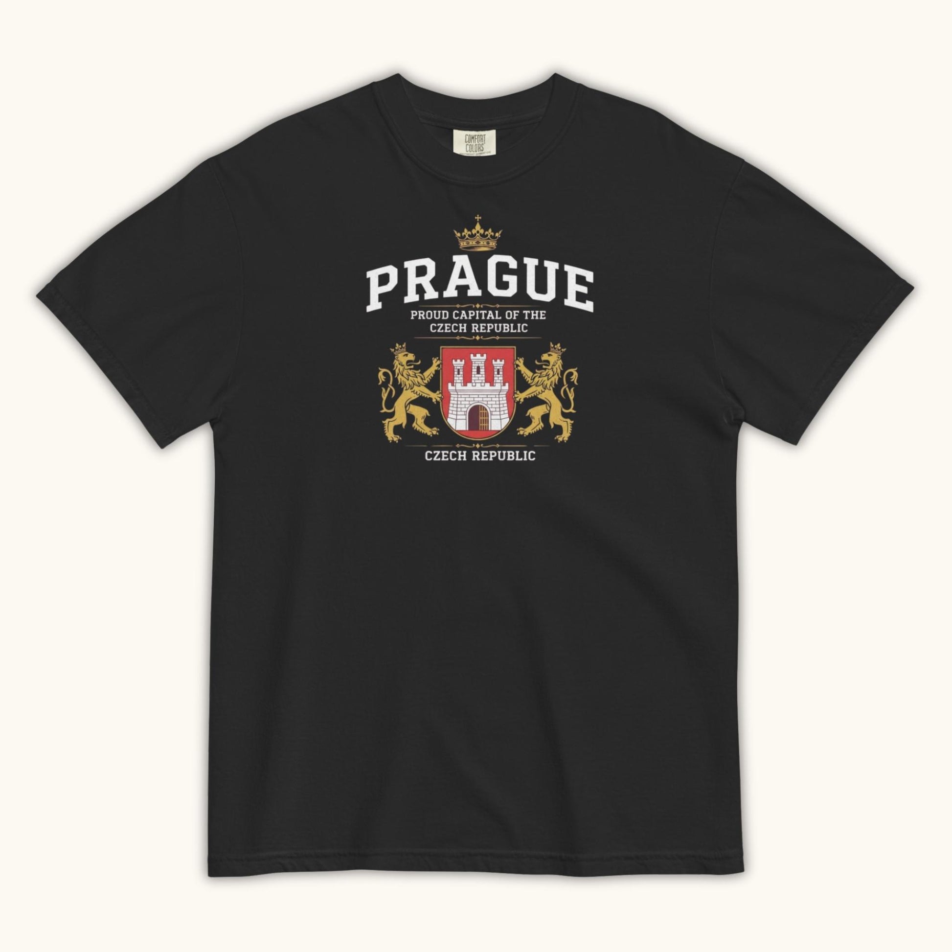Unisex Prague coat of arms t-shirt with Czech emblem design
