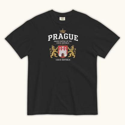 Unisex Prague coat of arms t-shirt with Czech emblem design
