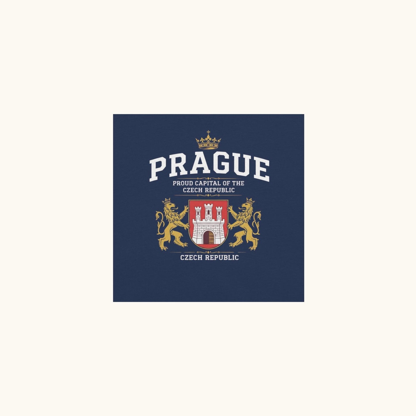 Unisex Prague coat of arms t-shirt with Czech emblem design
