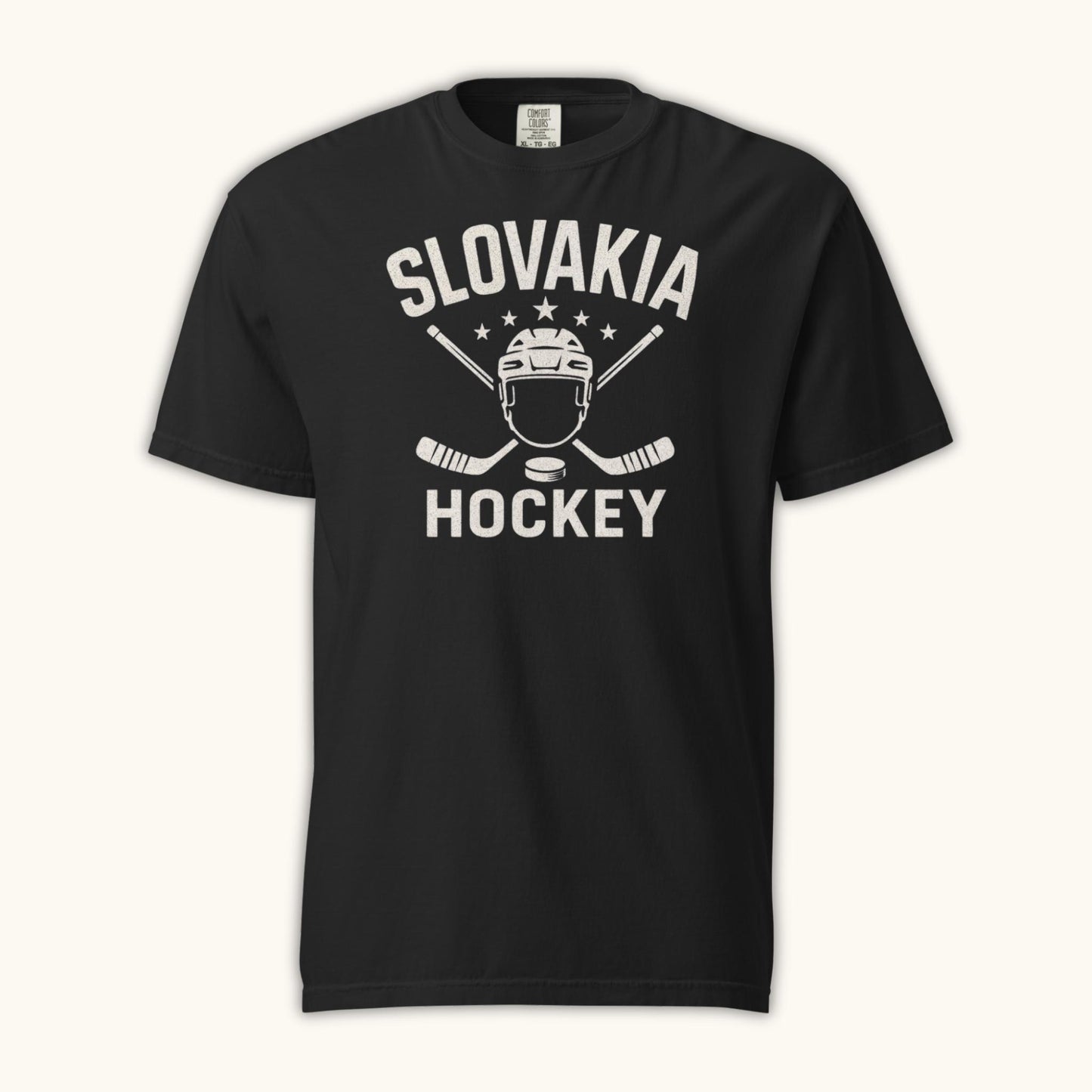 Slovakia hockey unisex t-shirt with goalie mask and crossed sticks design