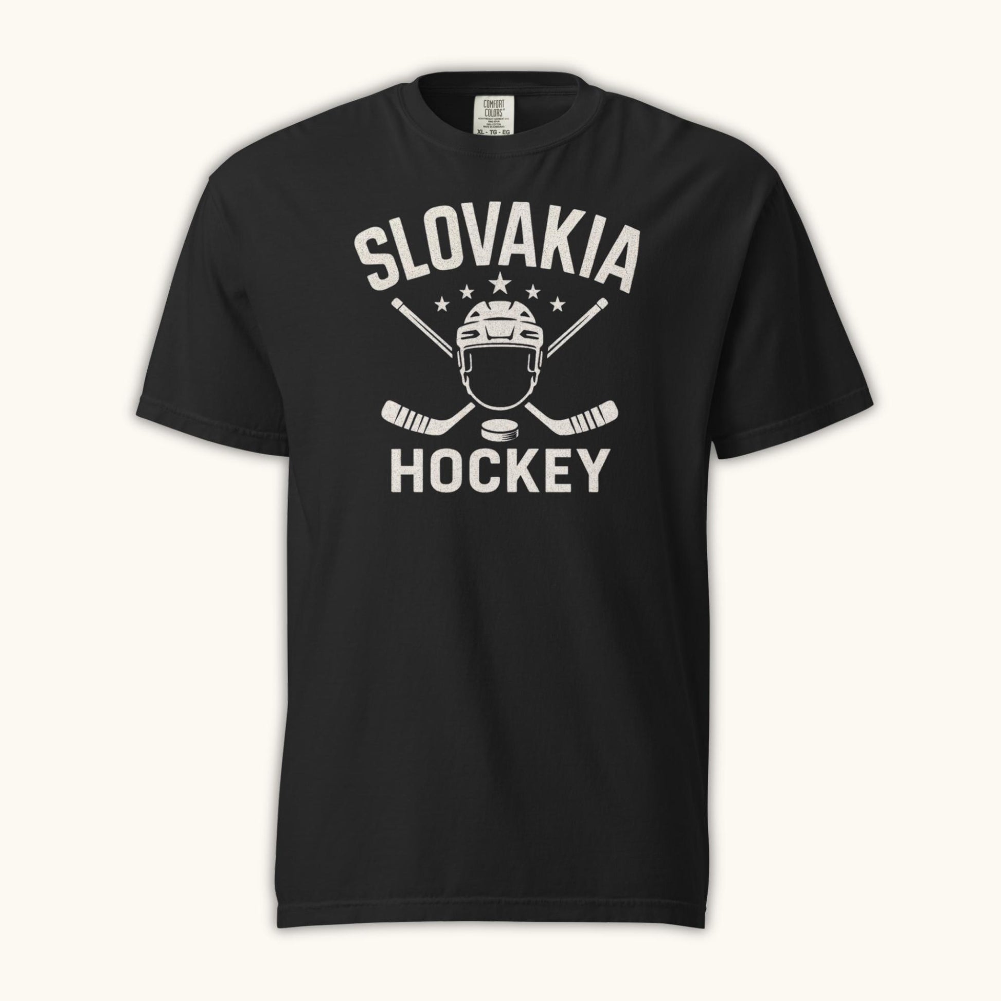 Slovakia hockey unisex t-shirt with goalie mask and crossed sticks design