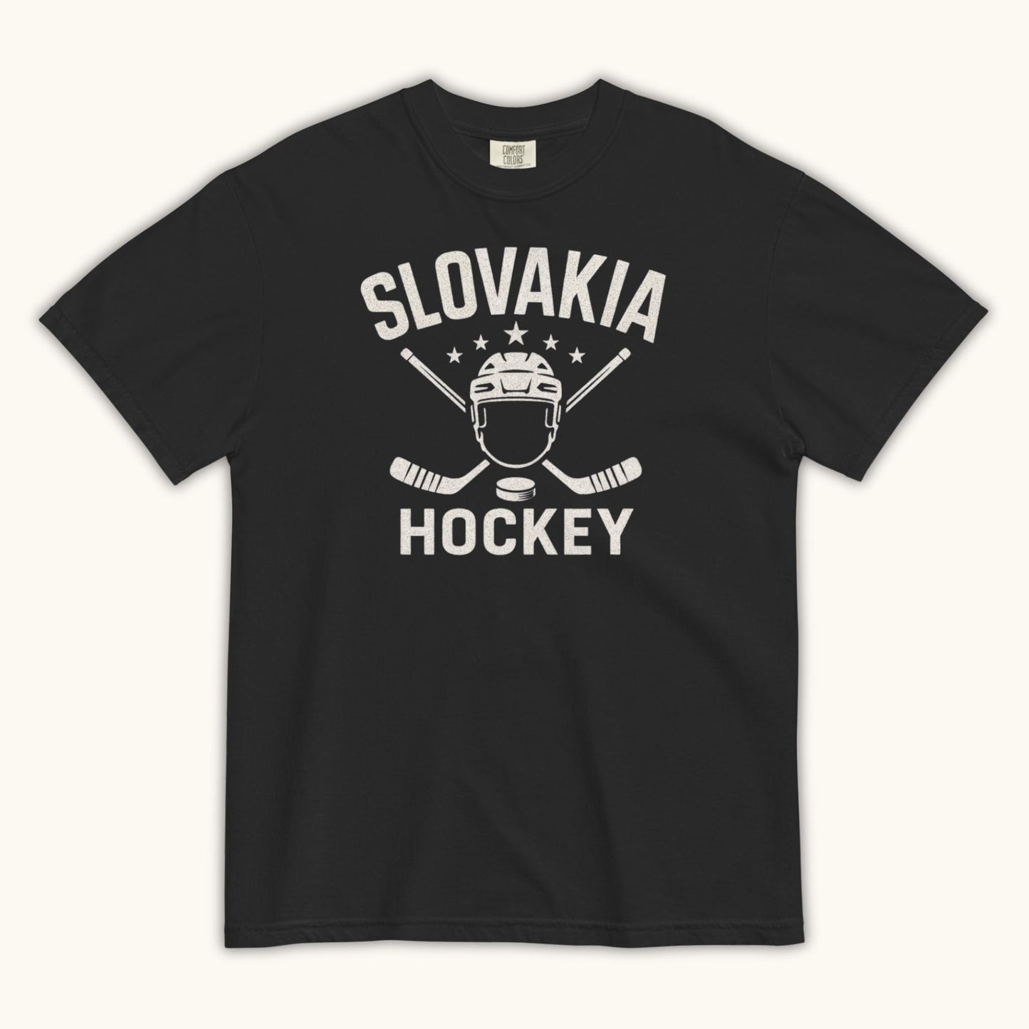 Slovakia hockey unisex t-shirt with goalie mask and crossed sticks design