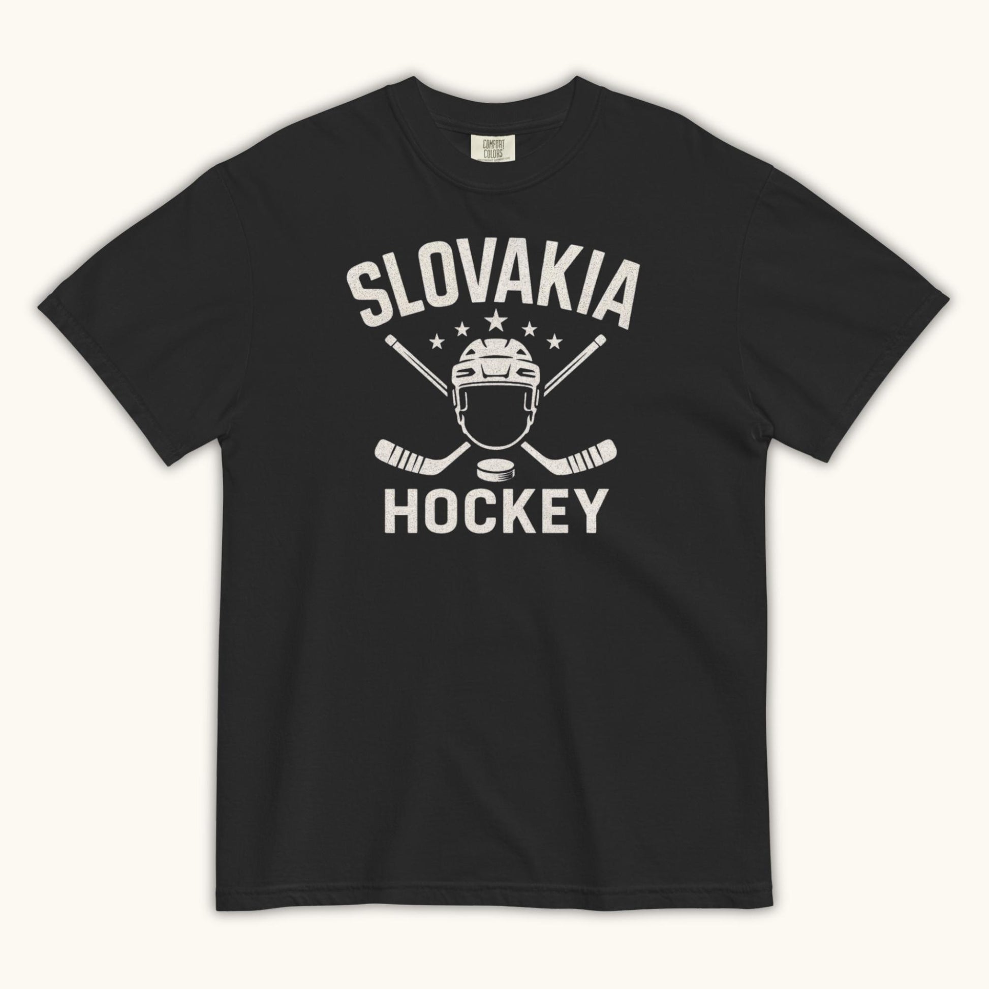 Slovakia hockey unisex t-shirt with goalie mask and crossed sticks design