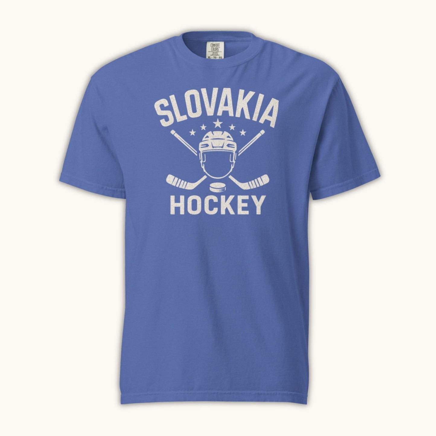 Slovakia hockey unisex t-shirt with goalie mask and crossed sticks design