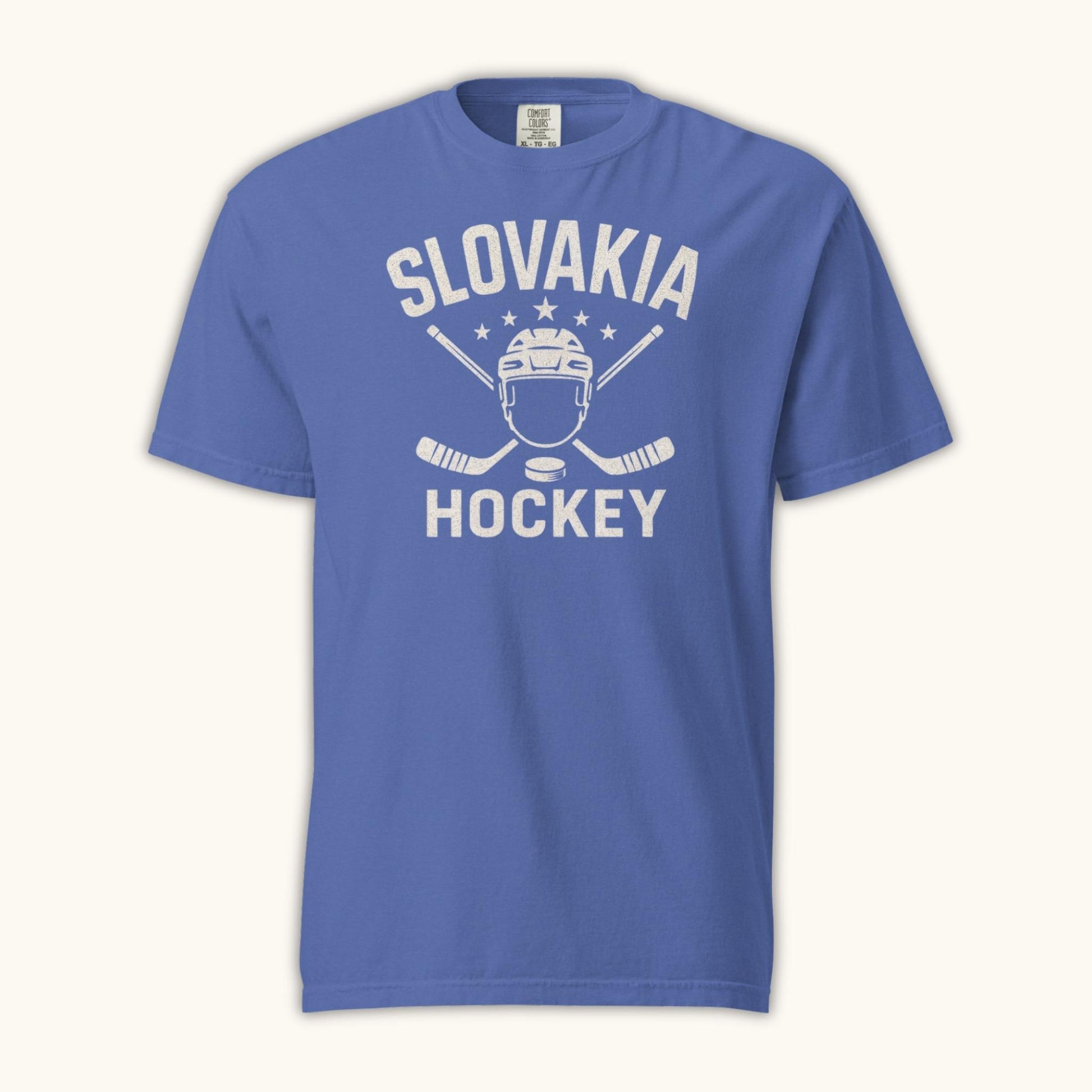 Slovakia hockey unisex t-shirt with goalie mask and crossed sticks design