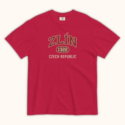 Unisex Zlín 1322 t-shirt in black with collegiate Czech Republic city design
