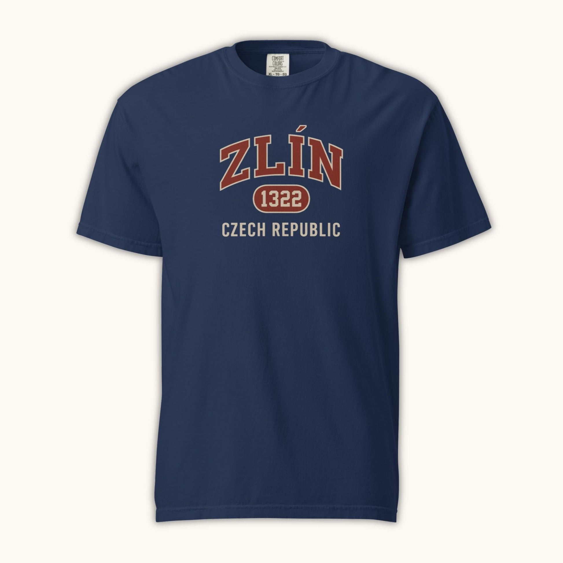 Unisex Zlín 1322 t-shirt in black with collegiate Czech Republic city design

