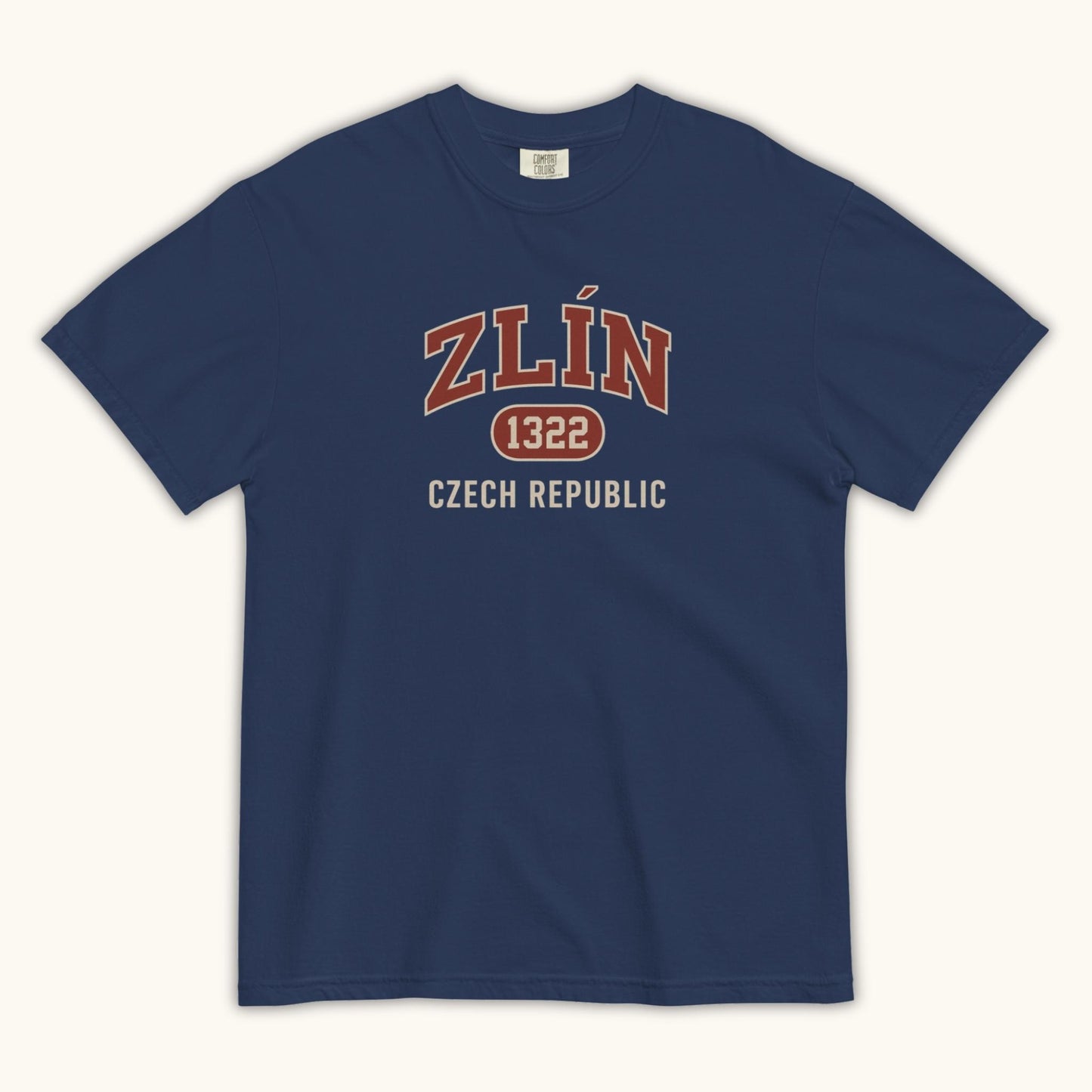 Unisex Zlín 1322 t-shirt in black with collegiate Czech Republic city design
