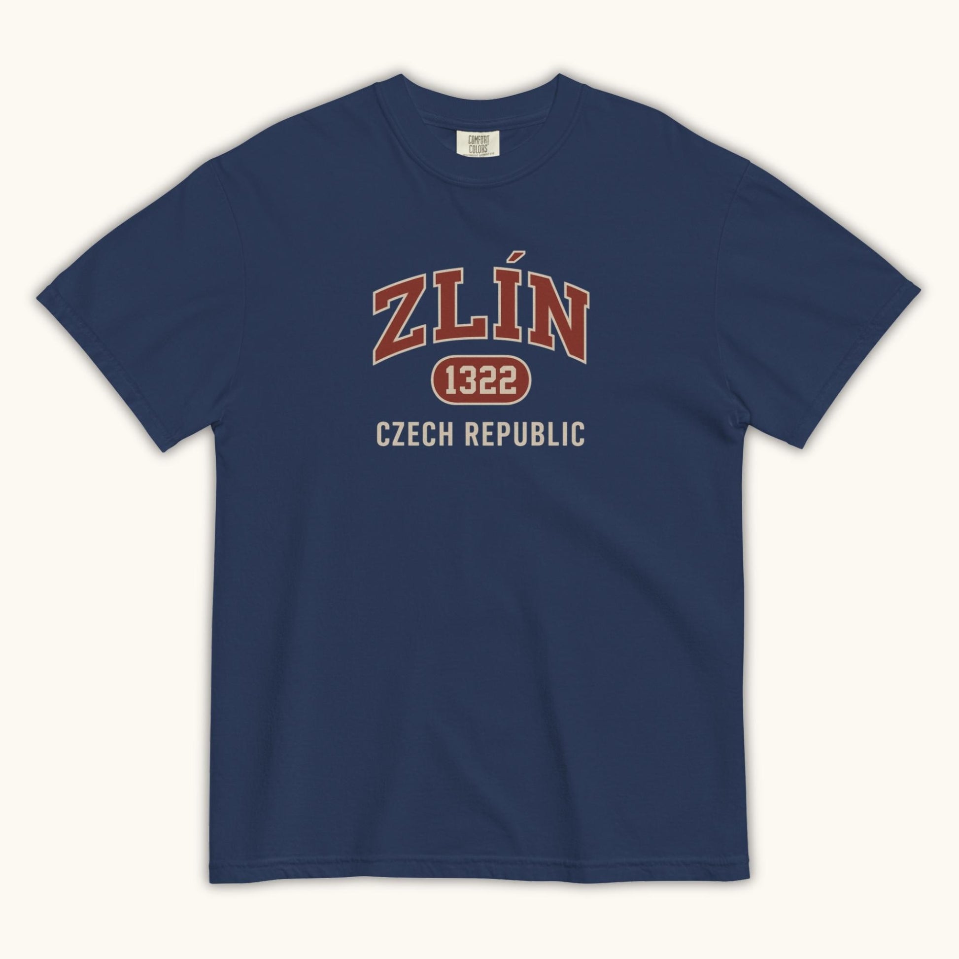 Unisex Zlín 1322 t-shirt in black with collegiate Czech Republic city design
