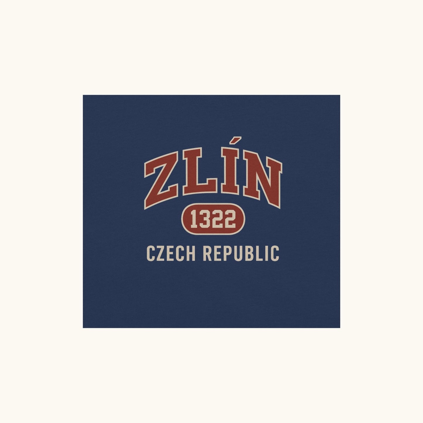 Unisex Zlín 1322 t-shirt in black with collegiate Czech Republic city design
