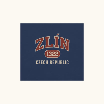 Unisex Zlín 1322 t-shirt in black with collegiate Czech Republic city design
