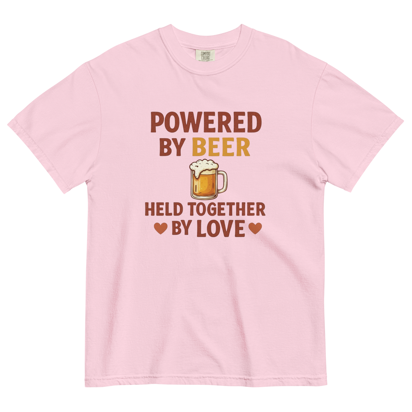 Powered by Beer Held Together by Love T-Shirt – Beer Love Quote Shirt