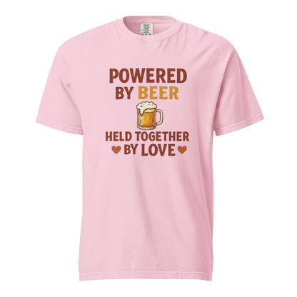 Powered by Beer Held Together by Love T-Shirt – Beer Love Quote Shirt