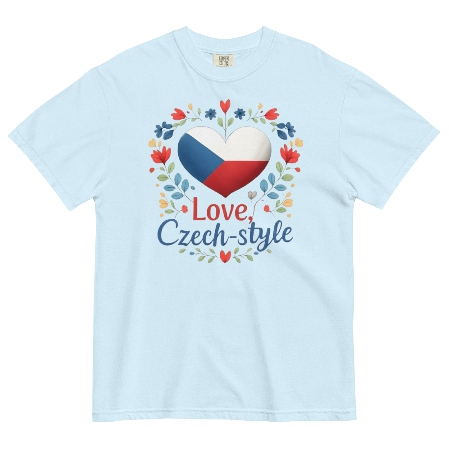Love Czech-style T-Shirt – Czech Flag Folk Art Heart Shirt