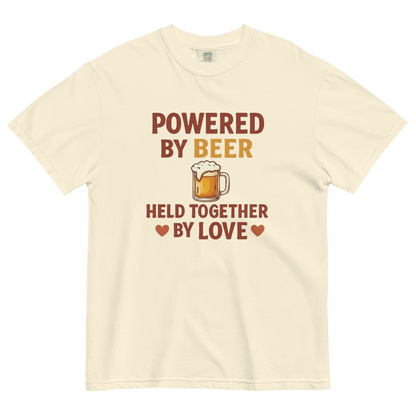 Powered by Beer Held Together by Love T-Shirt – Beer Love Quote Shirt