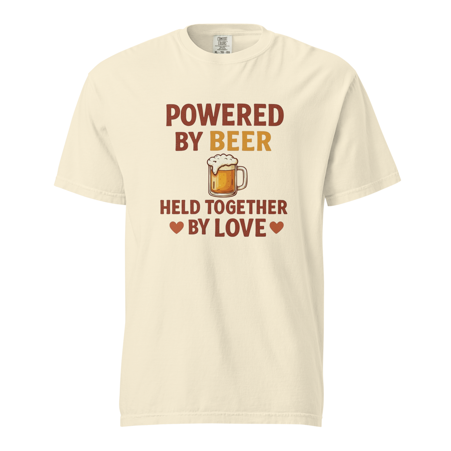 Powered by Beer Held Together by Love T-Shirt – Beer Love Quote Shirt
