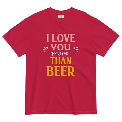 I Love You More Than Beer T-Shirt – Funny Beer Love Valentine Shirt