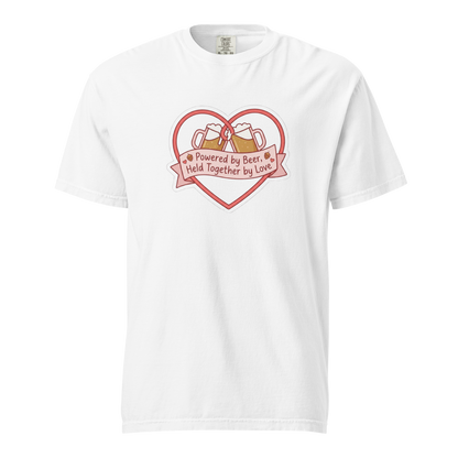 Powered by Beer Held Together by Love T-Shirt – Funny Beer Love Heart Shirt