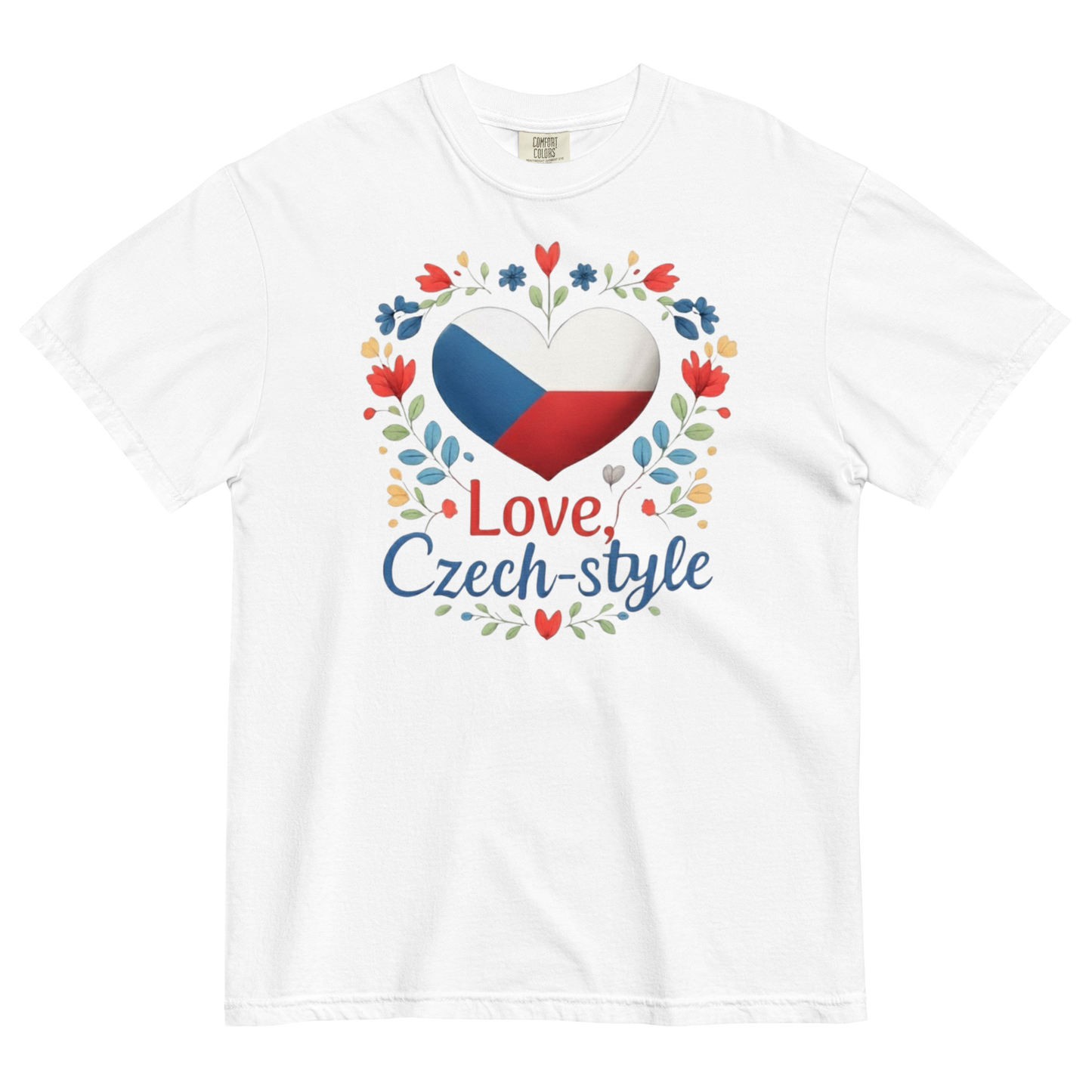 Love Czech-style T-Shirt – Czech Flag Folk Art Heart Shirt