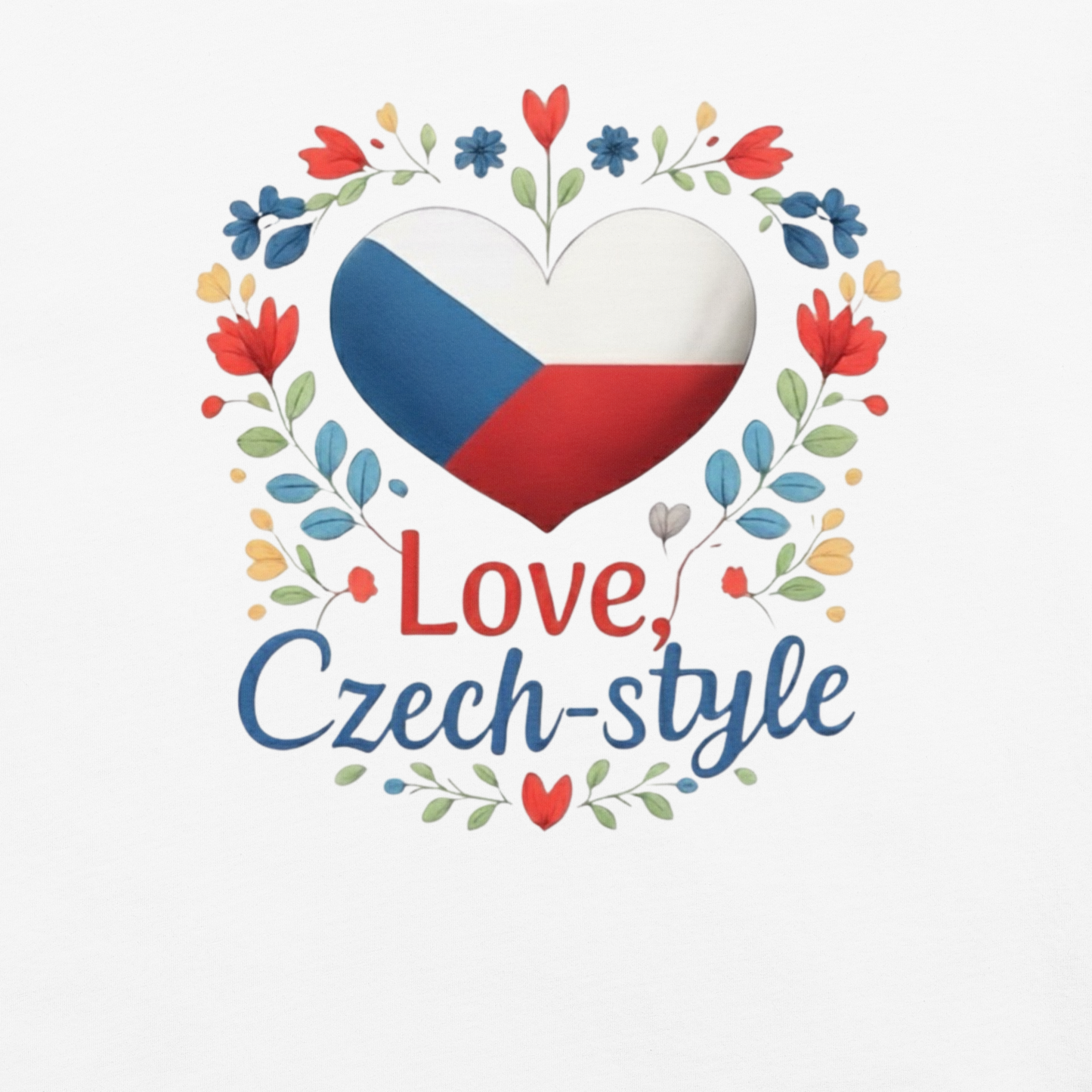 Love Czech-style T-Shirt – Czech Flag Folk Art Heart Shirt