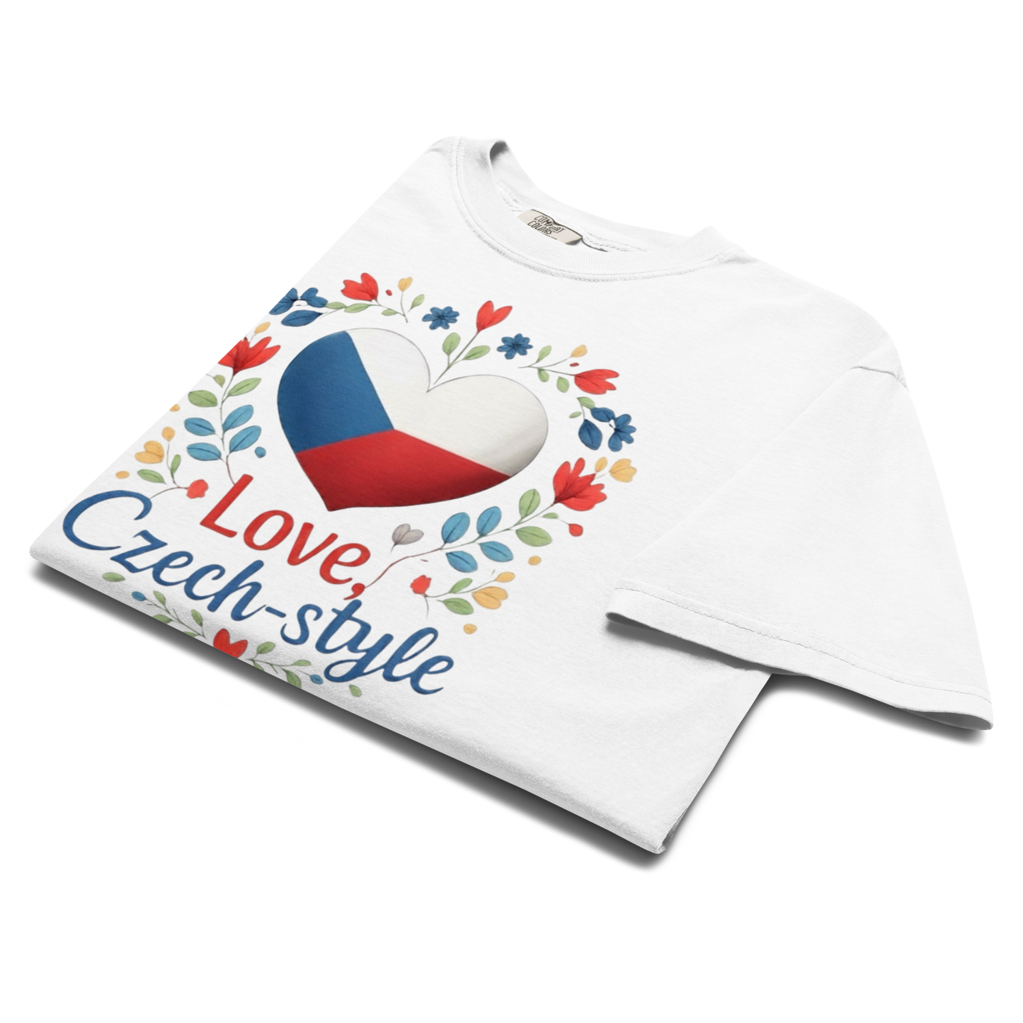 Love Czech-style T-Shirt – Czech Flag Folk Art Heart Shirt
