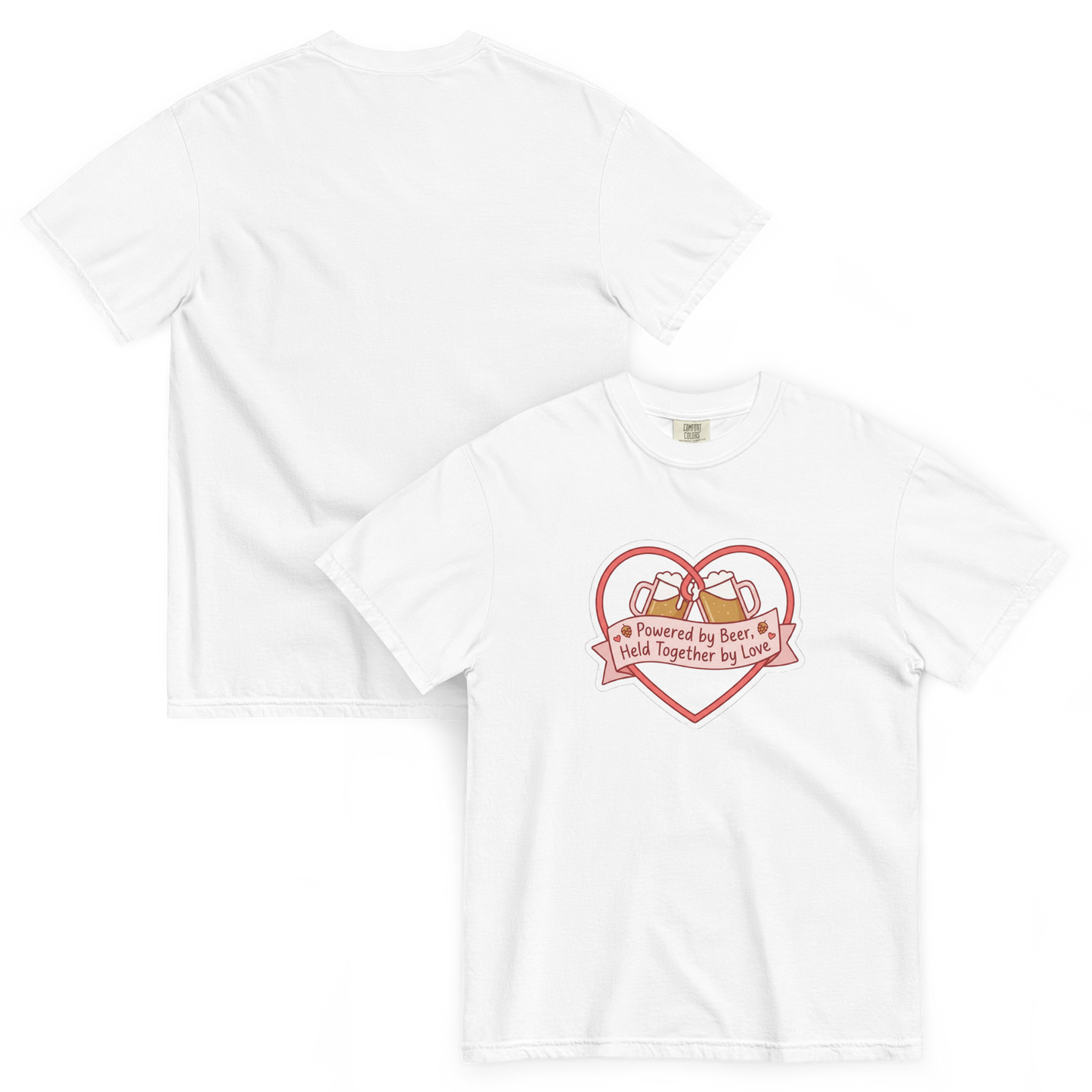 Powered by Beer Held Together by Love T-Shirt – Funny Beer Love Heart Shirt