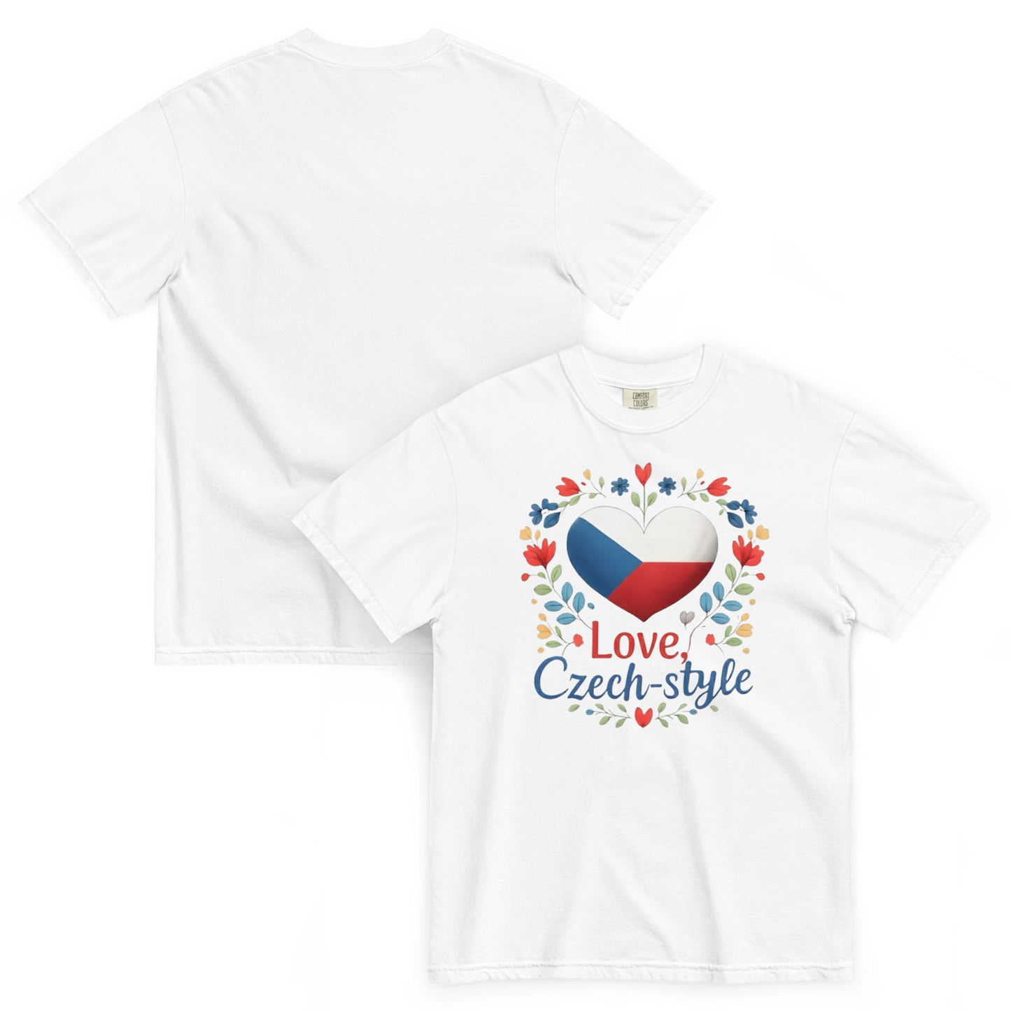 Love Czech-style T-Shirt – Czech Flag Folk Art Heart Shirt