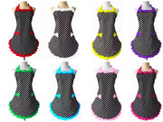 Polka Dot Apron with Lace and Pockets (8 variants)