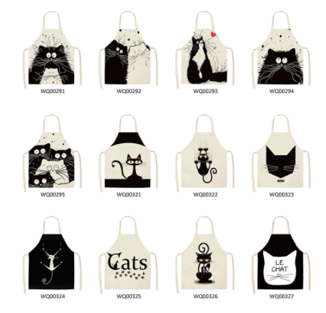 Cat Print Apron Cotton Linen (24 variants)